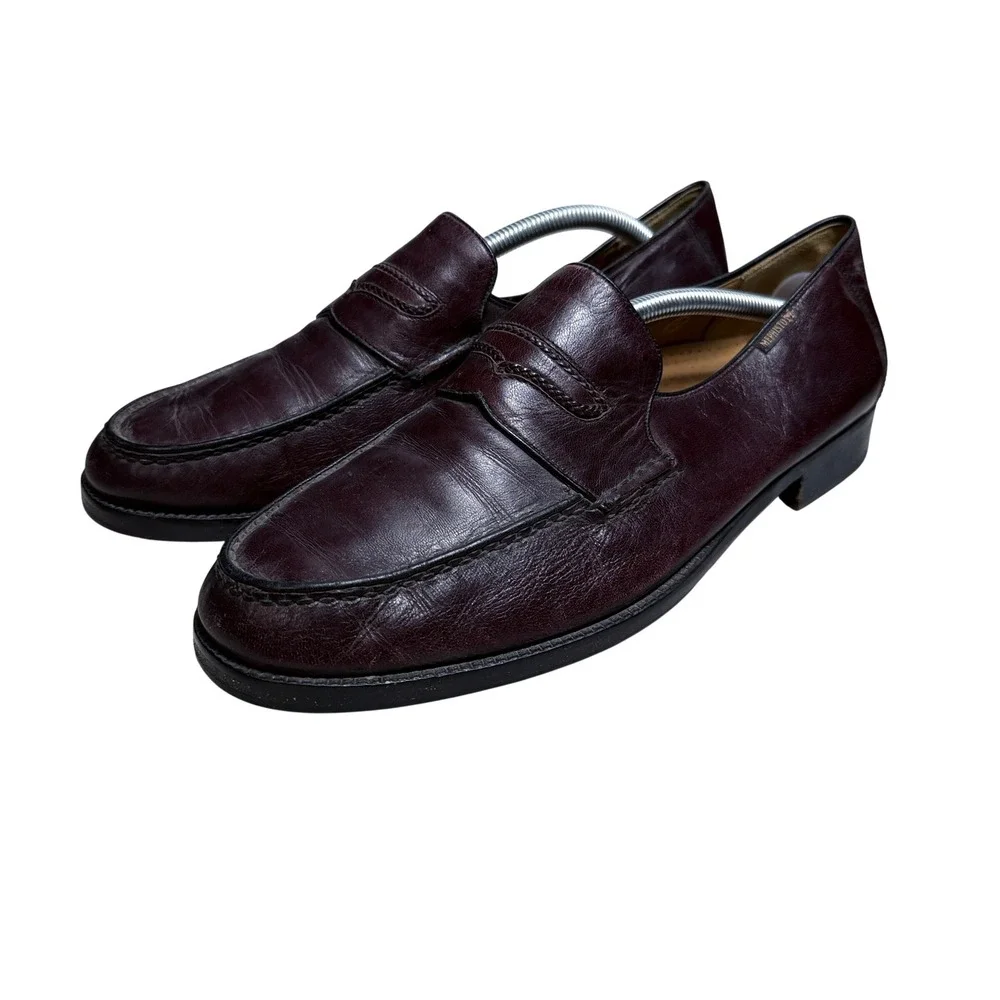 Mephisto Penny Loafers Mens 11 Burgundy Leather Slip On Dress Shoes Classic